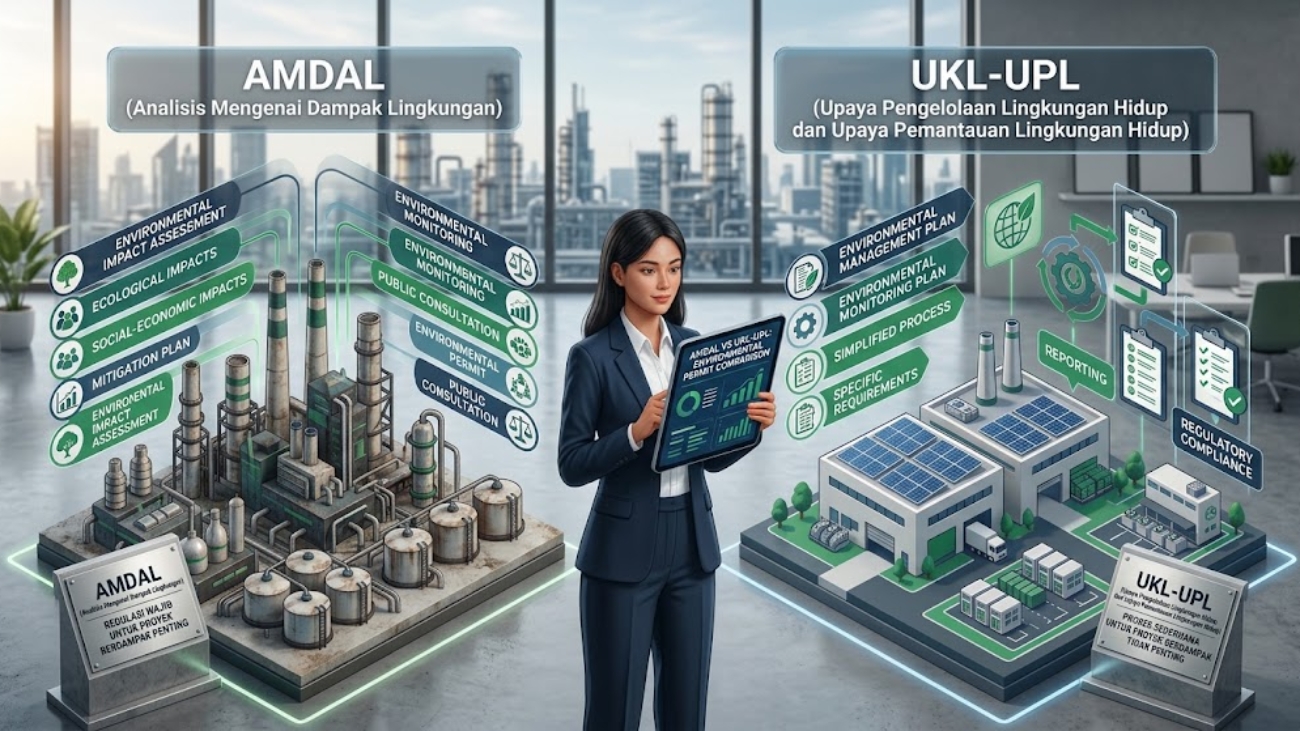 **Meta Description:** Masih bingung memilih antara UKL-UPL atau AMDAL untuk perusahaan Anda? Simak perbedaan mendasar, kriteria skala usaha, dan panduan perizinannya bersama Bima Shabartum Group. --- ## Perbedaan UKL-UPL dan AMDAL: Mana yang Harus Diurus Perusahaan Anda? Sebelum mendirikan fasilitas industri, pabrik, atau membuka wilayah tambang baru, salah satu kewajiban hukum paling krusial bagi investor dan pelaku usaha adalah mengurus perizinan lingkungan. Dokumen lingkungan ini berfungsi sebagai fondasi legalitas operasional sekaligus komitmen nyata perusahaan terhadap kelestarian ekologis. Namun, pertanyaan yang sering kali membingungkan para pelaku usaha adalah: **Kapan perusahaan harus menyusun AMDAL, dan kapan cukup mengurus UKL-UPL?** Salah dalam menentukan jenis dokumen ini bukan hanya membuang waktu dan anggaran, tetapi juga berisiko menghentikan proses perizinan di sistem OSS RBA. Artikel ini akan mengupas tuntas perbedaan mendasar antara UKL-UPL dan AMDAL agar Anda dapat menentukan pilihan yang tepat untuk proyek Anda. --- ### 1. Apa Itu AMDAL (Analisis Mengenai Dampak Lingkungan)? **AMDAL** adalah kajian mendalam mengenai dampak besar dan penting suatu usaha atau kegiatan yang direncanakan terhadap lingkungan hidup, yang diperlukan bagi proses pengambilan keputusan. * **Peruntukan:** Dikhususkan untuk kegiatan usaha dengan **skala besar, berteknologi tinggi, dan berpotensi menimbulkan dampak penting luas** terhadap lingkungan (contoh: pertambangan skala besar, pembangunan kilang minyak, pabrik semen masif, atau pelabuhan samudera). * **Karakteristik Dokumen:** Terdiri dari Kerangka Acuan (KA), ANDAL, serta Rencana Kelola Lingkungan & Rencana Pemantauan Lingkungan (RKL-RPL). Proses penyusunannya wajib melibatkan konsultasi publik dan dinilai melalui sidang Komisi Penilai AMDAL yang ketat. ### 2. Apa Itu UKL-UPL (Upaya Pengelolaan & Pemantauan Lingkungan)? **UKL-UPL** adalah instrumen pengelolaan lingkungan untuk kegiatan yang tidak memicu dampak penting, sehingga tidak wajib didukung dengan AMDAL. * **Peruntukan:** Diperuntukkan bagi kegiatan usaha skala menengah dengan **dampak lingkungan yang terukur**, dapat dikelola dengan teknologi konvensional, dan tidak berdampak luas secara ekologis (contoh: pabrik manufaktur skala menengah, pergudangan logistik besar, hotel berbintang, atau fasilitas *workshop* alat berat). * **Karakteristik Dokumen:** Berbentuk borang atau formulir baku yang lebih ringkas dan operasional, berfokus langsung pada matriks upaya pengelolaan dan pemantauan rutin tanpa memerlukan sidang komisi yang panjang. --- ### 3. Tabel Perbedaan Mendasar: AMDAL vs UKL-UPL | Parameter | AMDAL | UKL-UPL | | --- | --- | --- | | **Skala & Risiko** | Skala besar, dampak penting & luas (Risiko Tinggi) | Skala menengah, dampak terukur (Risiko Menengah-Tinggi) | | **Kompleksitas Kajian** | Sangat mendalam (melibatkan multi-disiplin ilmu & pemodelan kompleks) | Lebih spesifik, fokus pada pengelolaan operasional harian | | **Pelibatan Publik** | Wajib melibatkan masyarakat terdampak melalui konsultasi publik | Tidak memerlukan konsultasi publik skala luas | | **Proses Penilaian** | Dinilai melalui Sidang Tim Uji Kelayakan Lingkungan (TUKL) | Dievaluasi secara administratif dan teknis melalui sistem elektronik | | **Waktu Pengerjaan** | Relatif lebih lama (membutuhkan baseline seasonal/musiman) | Relatif lebih cepat dan terstruktur | --- ### 4. Mana yang Harus Diurus Perusahaan Anda? Cara paling akurat untuk mengetahui apakah proyek Anda wajib AMDAL atau UKL-UPL bukanlah dengan menebak-nebak, melainkan melalui proses **Penapisan (*Screening*) Mandiri**: 1. **Cek Berbasis KBLI & OSS RBA:** Sesuaikan kode Klasifikasi Baku Lapangan Usaha Indonesia (KBLI) perusahaan Anda dengan parameter luasan lahan, kapasitas produksi, dan modal usaha. 2. **Gunakan Portal Amdalnet:** Masukkan data teknis dan titik koordinat tapak proyek ke portal resmi **Amdalnet** (Kementerian LHK). Sistem akan secara otomatis membaca dan menentukan apakah proyek Anda masuk kategori AMDAL atau UKL-UPL. --- ### Amankan Perizinan Lingkungan Anda Bersama Bima Shabartum Group Salah dalam memilih jenis dokumen lingkungan dapat membuat perizinan berusaha Anda tertahan berbulan-bulan di sistem pusat. Pastikan langkah awal ekspansi bisnis Anda didampingi oleh para ahli yang berpengalaman. Sebagai pusat keunggulan rekayasa pertambangan, tata ruang, dan kepatuhan lingkungan di Sumatera Selatan, **PT Bima Shabartum Gemilang (Bima Shabartum Group)** siap membantu perusahaan Anda menuntaskan penapisan hingga penyusunan dokumen lingkungan yang paling tepat guna dan sah secara hukum. Layanan ahli kami meliputi: * **Audit Penapisan & Analisis KBLI:** Memetakan secara presisi apakah proyek Anda membutuhkan AMDAL, UKL-UPL, atau dokumen turunan lainnya. * **Penyusunan Dokumen Lingkungan Berstandar KLHK:** Dipimpin oleh tenaga ahli bersertifikat (KTPA) yang berpengalaman menangani sektor industri dan pertambangan. * **Pendampingan Amdalnet & OSS RBA:** Mengawal seluruh proses digital hingga dokumen Persetujuan Lingkungan Anda diterbitkan. **Jangan pertaruhkan kelayakan operasional bisnis Anda.** Hubungi tim ahli kami hari ini untuk konsultasi perizinan lingkungan yang cepat, akurat, andal! 📞 **Hubungi Kami Segera untuk Konsultasi AMDAL, UKL-UPL, & Perizinan Lingkungan:** 🌐 **Website:** www.bimashabartum.co.id 📧 **Email:** admin.palembang@bimashabartum.co.id 📱 **WhatsApp:** +62823-7472-2113 --- ### Ide Prompt Visual Generative AI (AR 4:5) > **Prompt:** "A clean, professional 3D isometric infographic-style comparison image. On one side, a large complex industrial plant symbolizing 'AMDAL' with multi-layered environmental data streams; on the other side, a streamlined medium-scale manufacturing facility symbolizing 'UKL-UPL' with clear compliance icons. In the center, an environmental expert reviewing a digital scaling dashboard on a modern tablet. Deep corporate navy blue and emerald green palette, minimalist office background, 8k resolution, cinematic quality, ideal for professional business education and social media."