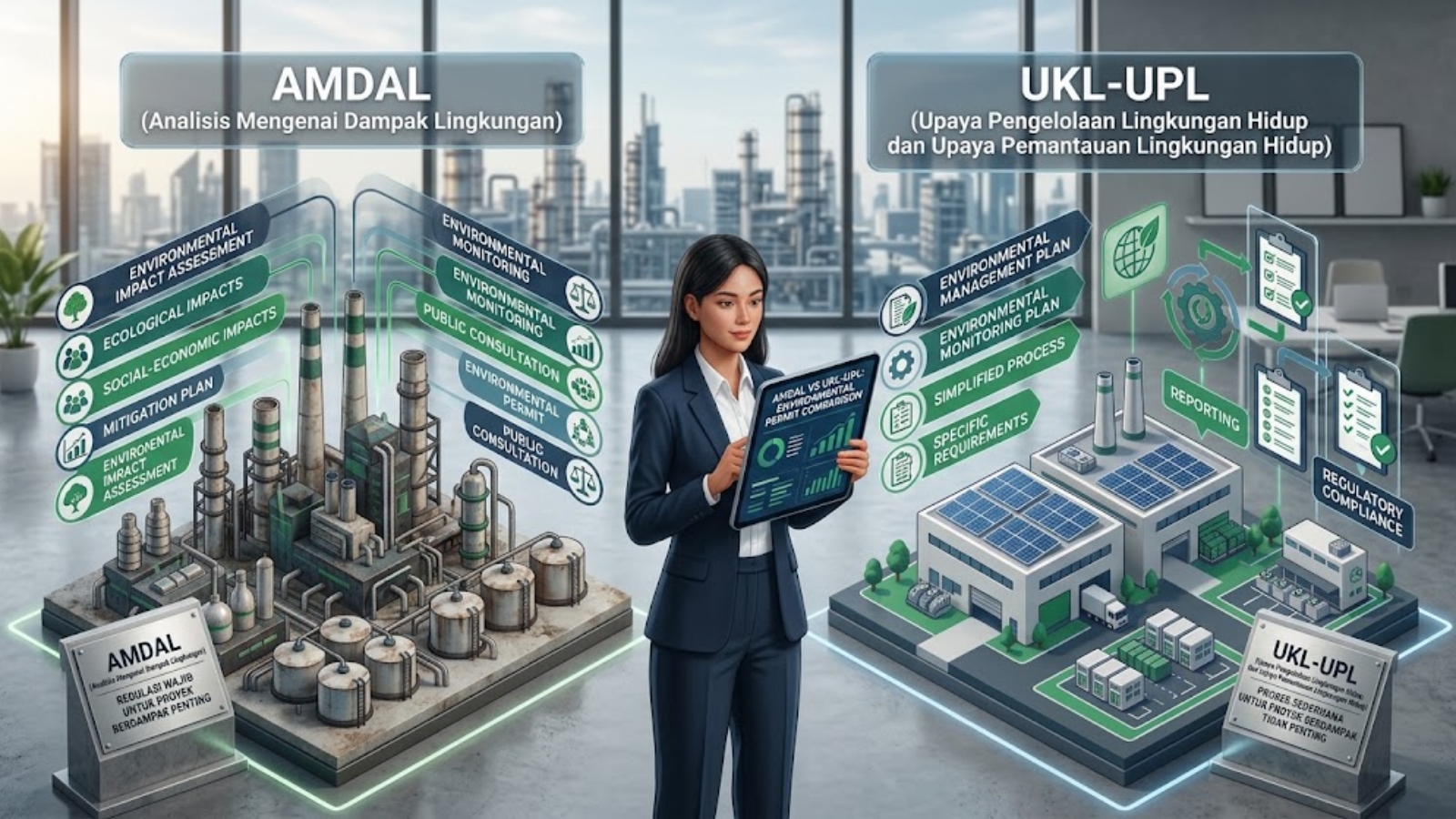 **Meta Description:** Masih bingung memilih antara UKL-UPL atau AMDAL untuk perusahaan Anda? Simak perbedaan mendasar, kriteria skala usaha, dan panduan perizinannya bersama Bima Shabartum Group. --- ## Perbedaan UKL-UPL dan AMDAL: Mana yang Harus Diurus Perusahaan Anda? Sebelum mendirikan fasilitas industri, pabrik, atau membuka wilayah tambang baru, salah satu kewajiban hukum paling krusial bagi investor dan pelaku usaha adalah mengurus perizinan lingkungan. Dokumen lingkungan ini berfungsi sebagai fondasi legalitas operasional sekaligus komitmen nyata perusahaan terhadap kelestarian ekologis. Namun, pertanyaan yang sering kali membingungkan para pelaku usaha adalah: **Kapan perusahaan harus menyusun AMDAL, dan kapan cukup mengurus UKL-UPL?** Salah dalam menentukan jenis dokumen ini bukan hanya membuang waktu dan anggaran, tetapi juga berisiko menghentikan proses perizinan di sistem OSS RBA. Artikel ini akan mengupas tuntas perbedaan mendasar antara UKL-UPL dan AMDAL agar Anda dapat menentukan pilihan yang tepat untuk proyek Anda. --- ### 1. Apa Itu AMDAL (Analisis Mengenai Dampak Lingkungan)? **AMDAL** adalah kajian mendalam mengenai dampak besar dan penting suatu usaha atau kegiatan yang direncanakan terhadap lingkungan hidup, yang diperlukan bagi proses pengambilan keputusan. * **Peruntukan:** Dikhususkan untuk kegiatan usaha dengan **skala besar, berteknologi tinggi, dan berpotensi menimbulkan dampak penting luas** terhadap lingkungan (contoh: pertambangan skala besar, pembangunan kilang minyak, pabrik semen masif, atau pelabuhan samudera). * **Karakteristik Dokumen:** Terdiri dari Kerangka Acuan (KA), ANDAL, serta Rencana Kelola Lingkungan & Rencana Pemantauan Lingkungan (RKL-RPL). Proses penyusunannya wajib melibatkan konsultasi publik dan dinilai melalui sidang Komisi Penilai AMDAL yang ketat. ### 2. Apa Itu UKL-UPL (Upaya Pengelolaan & Pemantauan Lingkungan)? **UKL-UPL** adalah instrumen pengelolaan lingkungan untuk kegiatan yang tidak memicu dampak penting, sehingga tidak wajib didukung dengan AMDAL. * **Peruntukan:** Diperuntukkan bagi kegiatan usaha skala menengah dengan **dampak lingkungan yang terukur**, dapat dikelola dengan teknologi konvensional, dan tidak berdampak luas secara ekologis (contoh: pabrik manufaktur skala menengah, pergudangan logistik besar, hotel berbintang, atau fasilitas *workshop* alat berat). * **Karakteristik Dokumen:** Berbentuk borang atau formulir baku yang lebih ringkas dan operasional, berfokus langsung pada matriks upaya pengelolaan dan pemantauan rutin tanpa memerlukan sidang komisi yang panjang. --- ### 3. Tabel Perbedaan Mendasar: AMDAL vs UKL-UPL | Parameter | AMDAL | UKL-UPL | | --- | --- | --- | | **Skala & Risiko** | Skala besar, dampak penting & luas (Risiko Tinggi) | Skala menengah, dampak terukur (Risiko Menengah-Tinggi) | | **Kompleksitas Kajian** | Sangat mendalam (melibatkan multi-disiplin ilmu & pemodelan kompleks) | Lebih spesifik, fokus pada pengelolaan operasional harian | | **Pelibatan Publik** | Wajib melibatkan masyarakat terdampak melalui konsultasi publik | Tidak memerlukan konsultasi publik skala luas | | **Proses Penilaian** | Dinilai melalui Sidang Tim Uji Kelayakan Lingkungan (TUKL) | Dievaluasi secara administratif dan teknis melalui sistem elektronik | | **Waktu Pengerjaan** | Relatif lebih lama (membutuhkan baseline seasonal/musiman) | Relatif lebih cepat dan terstruktur | --- ### 4. Mana yang Harus Diurus Perusahaan Anda? Cara paling akurat untuk mengetahui apakah proyek Anda wajib AMDAL atau UKL-UPL bukanlah dengan menebak-nebak, melainkan melalui proses **Penapisan (*Screening*) Mandiri**: 1. **Cek Berbasis KBLI & OSS RBA:** Sesuaikan kode Klasifikasi Baku Lapangan Usaha Indonesia (KBLI) perusahaan Anda dengan parameter luasan lahan, kapasitas produksi, dan modal usaha. 2. **Gunakan Portal Amdalnet:** Masukkan data teknis dan titik koordinat tapak proyek ke portal resmi **Amdalnet** (Kementerian LHK). Sistem akan secara otomatis membaca dan menentukan apakah proyek Anda masuk kategori AMDAL atau UKL-UPL. --- ### Amankan Perizinan Lingkungan Anda Bersama Bima Shabartum Group Salah dalam memilih jenis dokumen lingkungan dapat membuat perizinan berusaha Anda tertahan berbulan-bulan di sistem pusat. Pastikan langkah awal ekspansi bisnis Anda didampingi oleh para ahli yang berpengalaman. Sebagai pusat keunggulan rekayasa pertambangan, tata ruang, dan kepatuhan lingkungan di Sumatera Selatan, **PT Bima Shabartum Gemilang (Bima Shabartum Group)** siap membantu perusahaan Anda menuntaskan penapisan hingga penyusunan dokumen lingkungan yang paling tepat guna dan sah secara hukum. Layanan ahli kami meliputi: * **Audit Penapisan & Analisis KBLI:** Memetakan secara presisi apakah proyek Anda membutuhkan AMDAL, UKL-UPL, atau dokumen turunan lainnya. * **Penyusunan Dokumen Lingkungan Berstandar KLHK:** Dipimpin oleh tenaga ahli bersertifikat (KTPA) yang berpengalaman menangani sektor industri dan pertambangan. * **Pendampingan Amdalnet & OSS RBA:** Mengawal seluruh proses digital hingga dokumen Persetujuan Lingkungan Anda diterbitkan. **Jangan pertaruhkan kelayakan operasional bisnis Anda.** Hubungi tim ahli kami hari ini untuk konsultasi perizinan lingkungan yang cepat, akurat, andal! 📞 **Hubungi Kami Segera untuk Konsultasi AMDAL, UKL-UPL, & Perizinan Lingkungan:** 🌐 **Website:** www.bimashabartum.co.id 📧 **Email:** admin.palembang@bimashabartum.co.id 📱 **WhatsApp:** +62823-7472-2113 --- ### Ide Prompt Visual Generative AI (AR 4:5) > **Prompt:** "A clean, professional 3D isometric infographic-style comparison image. On one side, a large complex industrial plant symbolizing 'AMDAL' with multi-layered environmental data streams; on the other side, a streamlined medium-scale manufacturing facility symbolizing 'UKL-UPL' with clear compliance icons. In the center, an environmental expert reviewing a digital scaling dashboard on a modern tablet. Deep corporate navy blue and emerald green palette, minimalist office background, 8k resolution, cinematic quality, ideal for professional business education and social media."