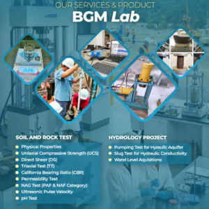 Meta Description: Kenali layanan BGM Lab dari Bima Shabartum Group untuk pengujian Soil & Rock Test serta Hydrology Project guna mendukung perizinan dan konstruksi yang andal. Layanan Unggulan BGM Lab: Solusi Pengujian Geoteknik dan Hidrologi Profesional Bersama Bima Shabartum Group Dalam setiap perencanaan pembangunan infrastruktur, pertambangan, maupun konstruksi skala besar, aspek keamanan struktur tanah dan ketersediaan air bawah tanah merupakan fondasi krusial yang tidak boleh diabaikan. Kesalahan dalam membaca karakteristik geoteknik dapat berisiko pada kegagalan struktur bangunan atau lereng. Melalui BGM Lab sebagai bagian dari layanan profesional Bima Shabartum Group, kami hadir menyediakan rangkaian layanan pengujian laboratorium dan lapangan yang presisi, akurat, dan berstandar tinggi. Cakupan Layanan BGM Lab BGM Lab mendukung penuh kebutuhan investigasi teknis dan penyusunan dokumen lingkungan serta perizinan melalui dua pilar layanan utama: 1. Soil and Rock Test (Pengujian Tanah dan Batuan) Pengujian laboratorium dan lapangan untuk menganalisis sifat fisik serta kekuatan mekanis material tanah dan batuan di tapak proyek: • Physical Properties: Analisis sifat fisik dasar material tanah. • Uniaxial Compressive Strength (UCS): Pengujian kuat tekan bebas pada sampel batuan. • Direct Shear (DS) & Triaxial Test (TT): Pengujian geser langsung dan triaksial untuk mengukur kekuatan geser tanah. • California Bearing Ratio (CBR): Pengujian daya dukung tanah untuk perencanaan fondasi dan perkerasan jalan. • Permeability Test: Pengujian tingkat kelulusan air pada tanah. • NAG Test (PAF & NAF Category): Analisis potensi pembentukan asam (Net Acid Generation) untuk sektor pertambangan. • Ultrasonic Pulse Velocity & pH Test: Pengujian kecepatan rambat gelombang ultrasonik dan tingkat keasaman sampel. 2. Hydrology Project (Proyek Hidrologi) Pengujian dan analisis terkait dinamika air tanah dan akuifer untuk mendukung studi kelayakan tata air: • Pumping Test for Hydraulic Aquifer: Uji pemompaan untuk mengetahui karakteristik hidrolik akuifer. • Slug Test for Hydraulic Conductivity: Pengujian konduktivitas hidrolik sumur uji. • Water Level Acquisitions: Akuisisi dan pemantauan data muka air secara akurat. Wujudkan Perencanaan Konstruksi dan Pertambangan yang Akurat Bersama Bima Shabartum Group Keandalan data laboratorium adalah kunci utama dalam melahirkan desain rekayasa yang aman, efisien, dan lolos uji regulasi pemerintah. Pastikan proyek Anda didukung oleh data geoteknik dan hidrologi yang valid. Sebagai pusat keunggulan rekayasa teknik dan kepatuhan lingkungan di Sumatera Selatan, PT Bima Shabartum Gemilang (Bima Shabartum Group) siap mendampingi badan usaha dan instansi Anda dari tahap investigasi awal hingga tuntas. 📞 Hubungi Kami untuk Konsultasi Layanan BGM Lab & Pengujian Teknik: 🌐 Website: www.bimashabartum.co.id 📱 Instagram: @bima_shabartum 💼 LinkedIn: Bima Shabartum Group Ide Prompt Visual Generative AI (AR 4:5) Prompt: "A professional corporate editorial style image showing a modern geotechnical and hydrological testing laboratory (BGM Lab). In the foreground, soil mechanics testing equipment and digital water level analysis dashboards being operated by certified laboratory technicians in lab coats. Clean industrial aesthetic, deep navy blue and emerald green color palette, 8k resolution, photorealistic, ideal for professional corporate branding and engineering services."